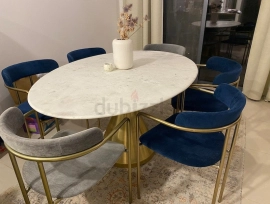 West Elm Silhouette Marble Dining Table and Lenox 
